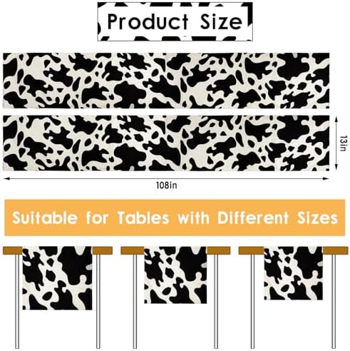 Luxurious Farmhouse Tablecloth 2-Piece Cow Print for Kitchens Parties