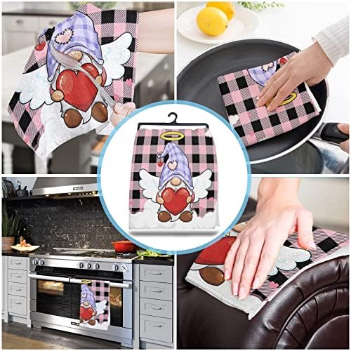 ZOE GARDEN Valentines Plaid Kitchen Towels