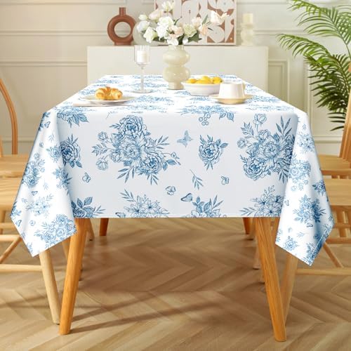 Rustic Blue Floral Tablecloth
