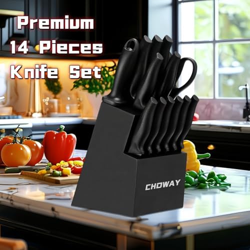 CHOWAY 14-Piece Knife Set with Storage Block