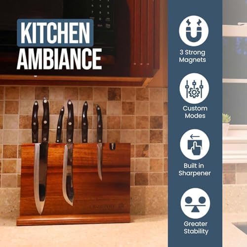 CasaVitality Acacia Magnetic Knife Block