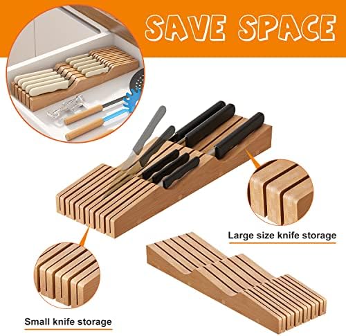 GHWIE Bamboo Knife Block Organizer for Drawer