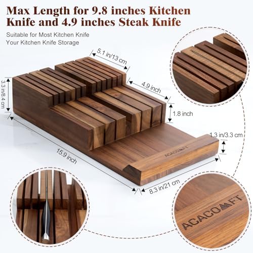 Acacomft In-Drawer Knife Block Up to 12 Knives