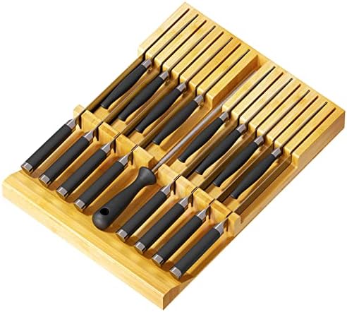 SpaceAid Bamboo Knife Block Kitchen Organizer for Drawers