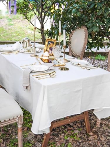 Off-White 55x78 Cotton TableclothversatileelegantfestivalpicnicceremonyDIY projectCottonMachine WashableElegant Setting