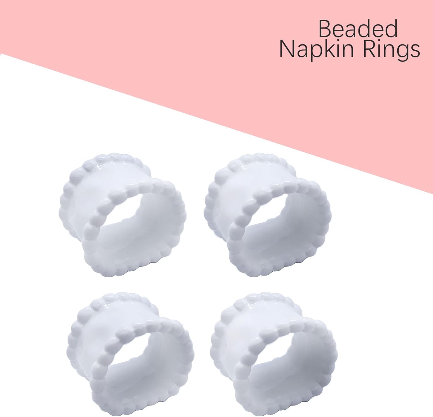 QIAOIDEA Porcelain Beaded Napkin Rings Pack of 4 1