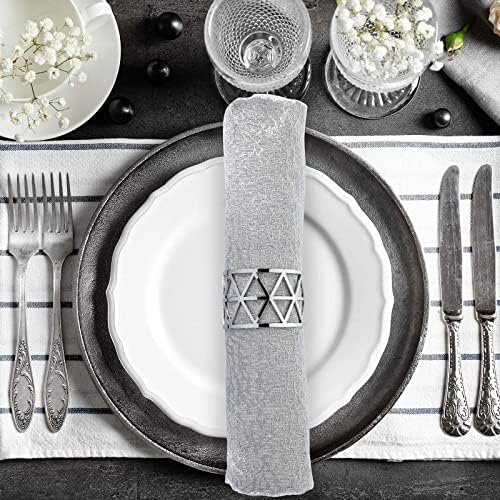 12-Piece Silver Napkin Rings Set for Dining Tables