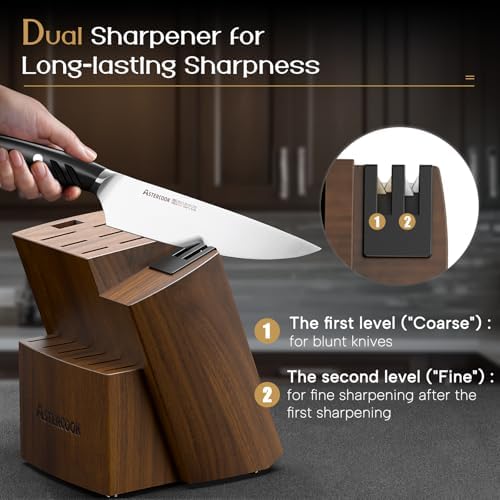 Premium German Steel Knife Set with Dual Sharpener Aesthetic Handle Design