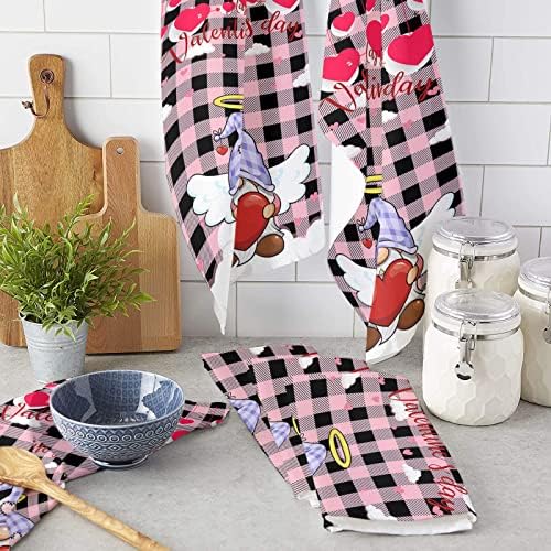 ZOE GARDEN Valentines Plaid Kitchen Towels