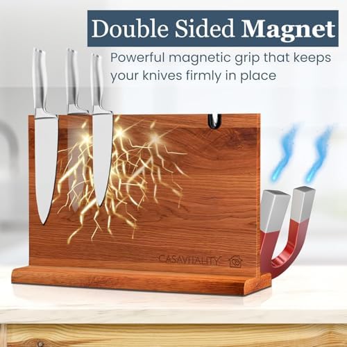 CasaVitality Acacia Magnetic Knife Block