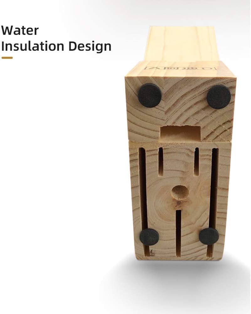 Hooshion Wooden Knife Block Countertop Organizer Kitchen Tool