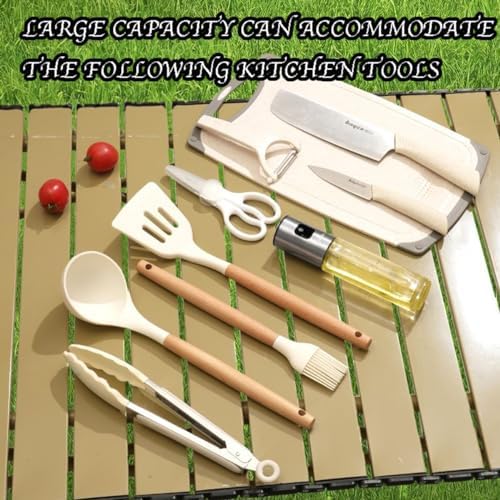 Durable multi-functional waxed canvas knife case for chefs