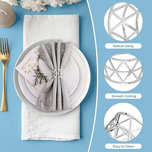 12-Piece Silver Napkin Rings Set for Dining Tables