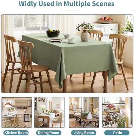 Veblandy Textured Tablecloth for Kitchen Dining Sage Green