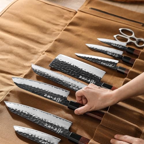 High-Quality Chefs Knife Roll Bag with Leather
