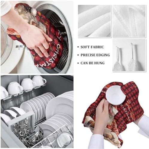 Plaid Santa Claus Kitchen Towels 2-PC Set 18x28