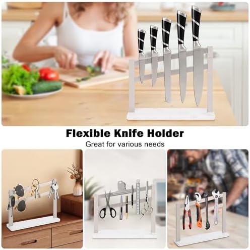 Sturdy Stainless Steel Magnetic Knife Holder with Marble Base