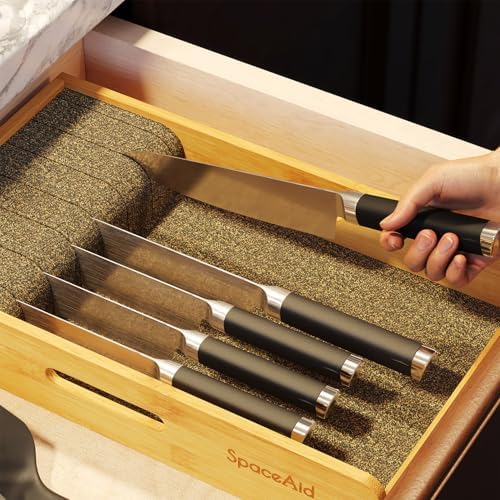 SpaceAid Bamboo Knife Organizer for Drawers