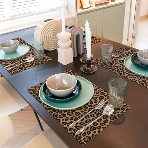 Chic Leopard Print Placemats for Dining