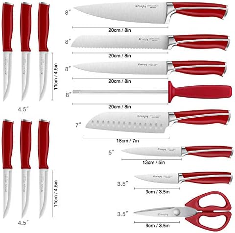 Emojoy 15-Piece Knife Set Red
