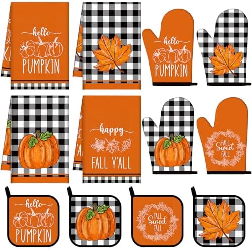 Pickmesh 12-Piece Winter Kitchen Towels and Oven Mitt Set