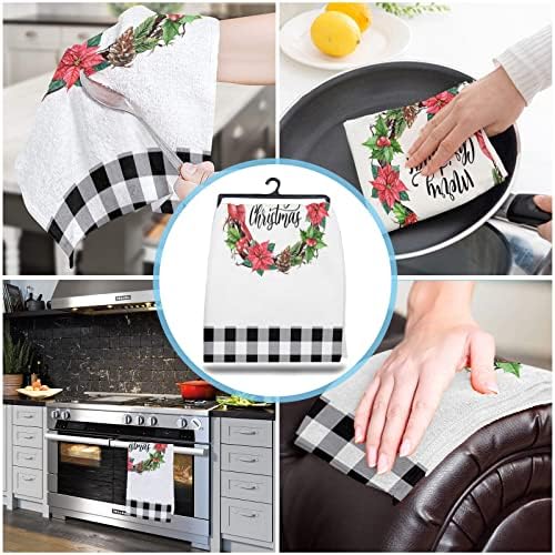 Winter Poinsettia Kitchen Towels Microfiber Absorbent Quick-Dry Eco-Friendly ZOE GARDEN