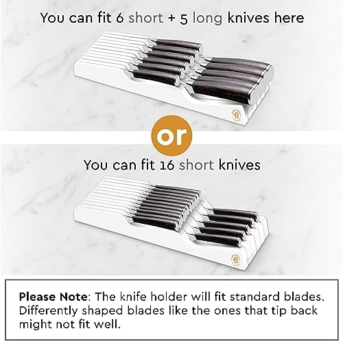 Bambsi Drawer Knife Block Organizer - 5 Large 6 Small Knife Holder
