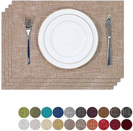 Kevin Textile Set of 4 Heat-Resistant Placemats Natural Linen 13x19