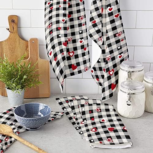 ZOE GARDEN Rustic Plaid Black Dish Towels 4-Pack