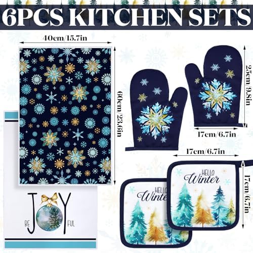 Bencailor 6-Piece Christmas Tree-Themed Kitchen Towels Set