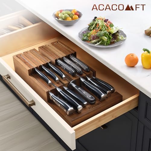 Acacomft In-Drawer Knife Block Up to 12 Knives