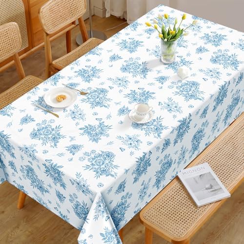 Rustic Blue Floral Tablecloth