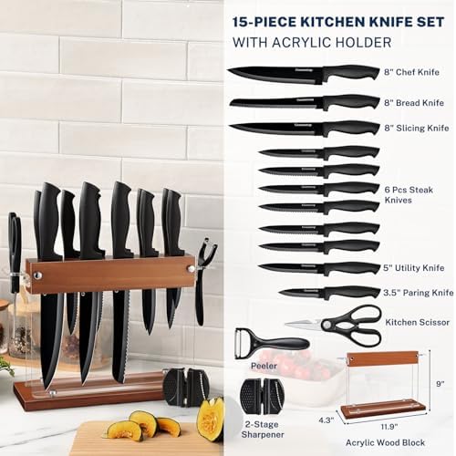 Gourmetop Premium 15-Piece Kitchen Knife Set