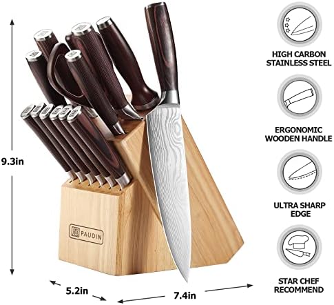 High-Quality Kitchen Knife Block Set 14-Piece German Stainless Steel Kitchen Gadgets