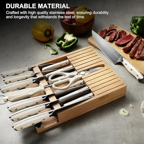 Complete 16-Piece Kitchen Knife Set with Wooden Block