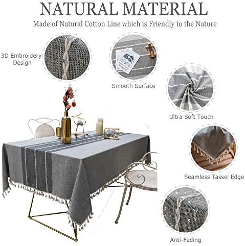 TEWENE Premium Linen Tablecloth 55x102 Gray 1
