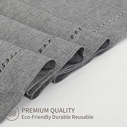 Tosewever Hemstitch Linen Table Runner Farmhouse Style Grey 14x72 Inches