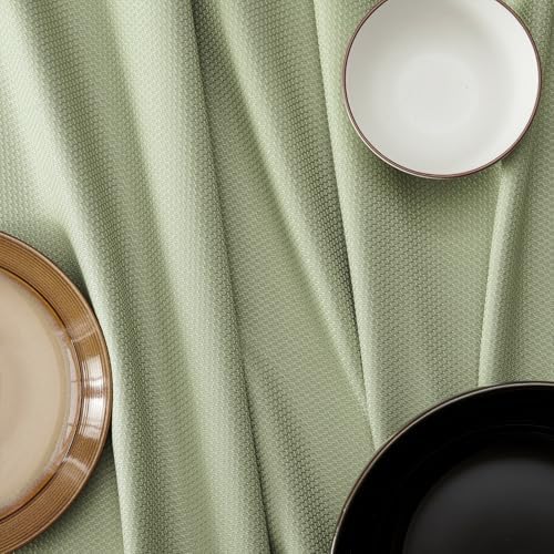 Veblandy Textured Tablecloth for Kitchen Dining Sage Green