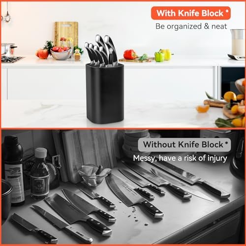 Large-Capacity Knife Block with Slots for Easy Storage