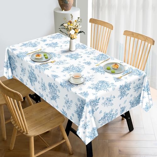 Rustic Blue Floral Tablecloth