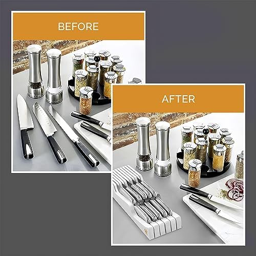 Bambsi Drawer Knife Block Organizer - 5 Large 6 Small Knife Holder