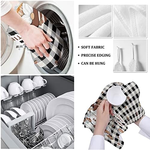 ZOE GARDEN Black White Plaid Kitchen Towels