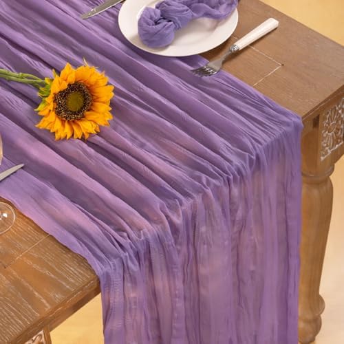 Elegant Purple Cheesecloth Table Runners