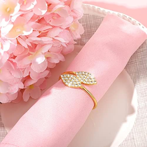 Hotop 100-Piece Gold Bling Napkin Rings Set Featuring Rhinestone Design