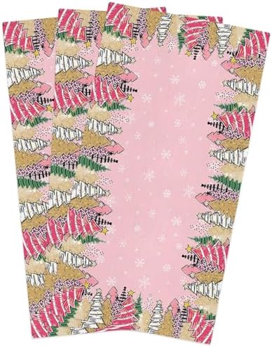 Pink Christmas Tree Microfiber Kitchen Towels