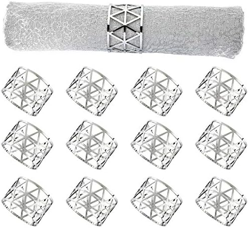12-Piece Silver Napkin Rings Set for Dining Tables