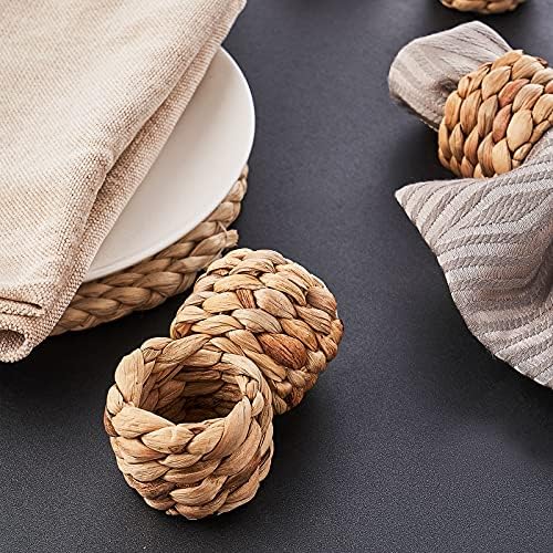 Handmade Water Hyacinth Napkin Rings 12 Piece Set for Parties Weddings