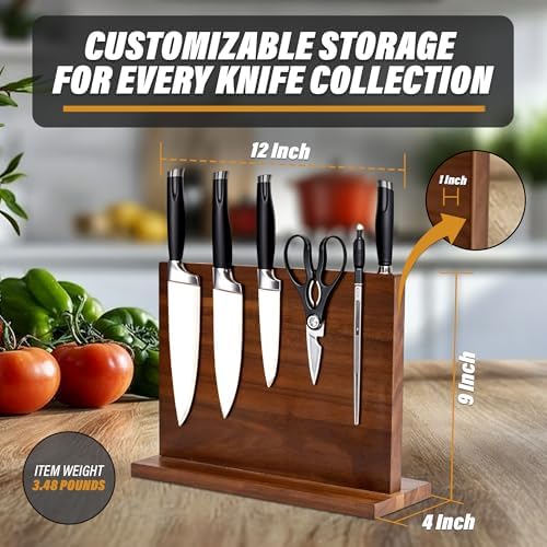Dual-Sided Wooden Magnetic Knife Holder