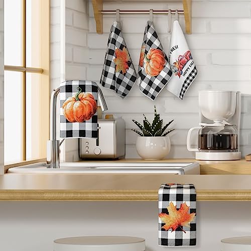 4 Pcs Christmas Kitchen Towels Black White Gnome Farmhouse Decor