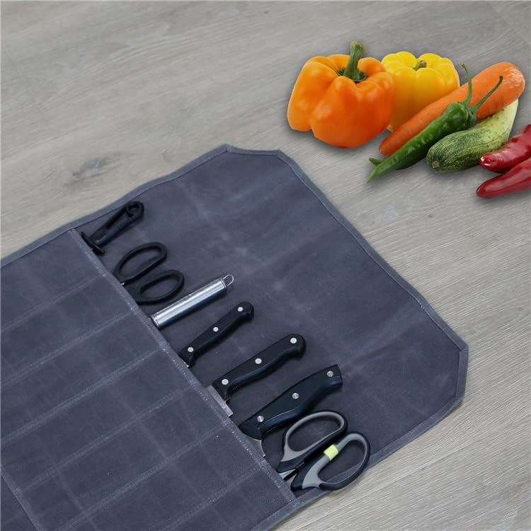 WOEBEGAY Chefs Knife Roll Bag 7 Pockets Water-Resistant Portable KitchenKnife Organizer